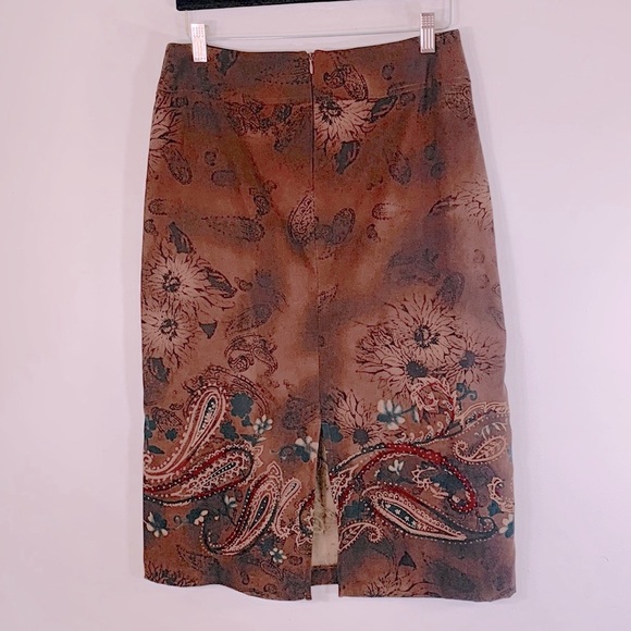 Requirements Petite Autumn Fall High Waisted Women’s Size 8P Paisley Brown Skirt - Picture 5 of 12